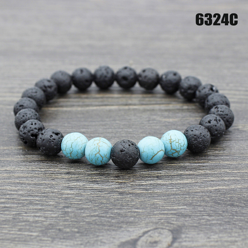 Retro Volcanic Lava Stone Beaded Unisex Yoga Bracelet