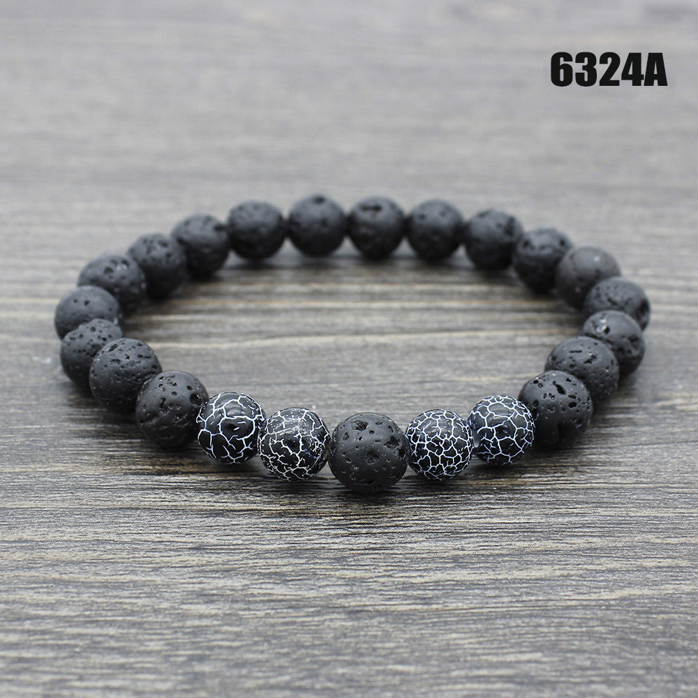 Retro Volcanic Lava Stone Beaded Unisex Yoga Bracelet