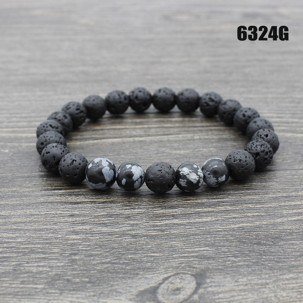 Retro Volcanic Lava Stone Beaded Unisex Yoga Bracelet