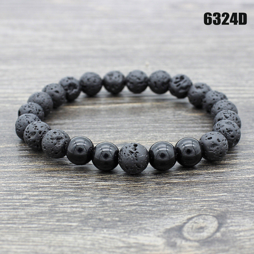 Retro Volcanic Lava Stone Beaded Unisex Yoga Bracelet