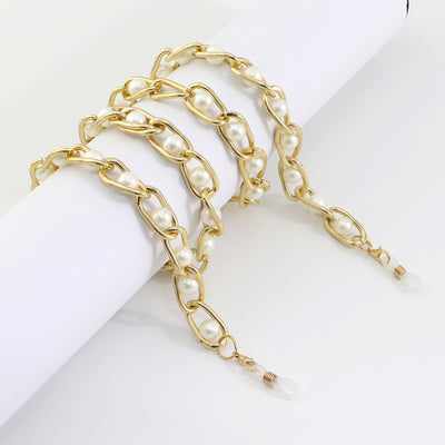 Golden Pearl Non-Slip Eyeglasses Chain with Color Retention