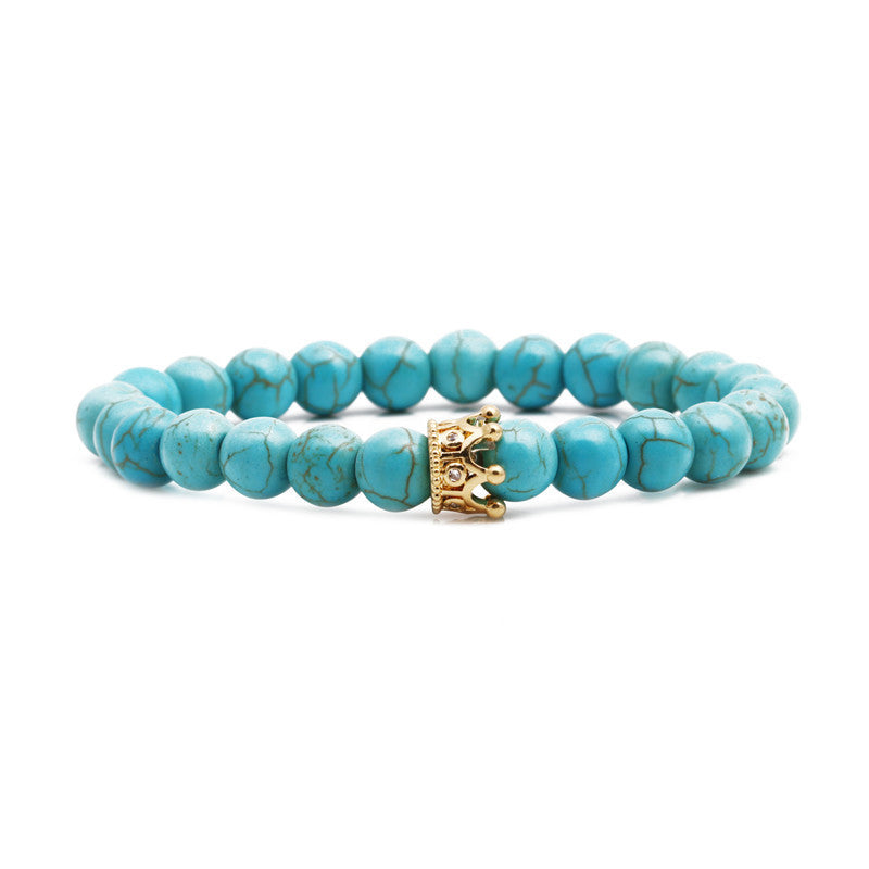 Phoenix Stone Turquoise Crown Couple Beaded Bracelet