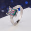 Korean Style Colorful Stone Micro-inlaid Zircon Square Ring for Women