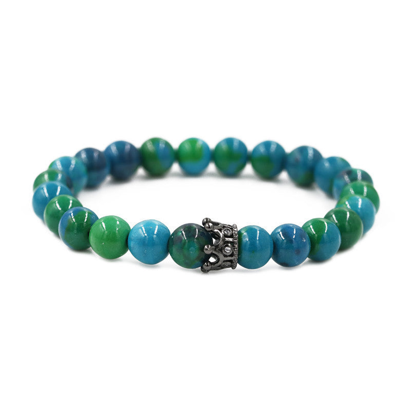 Phoenix Stone Turquoise Crown Couple Beaded Bracelet