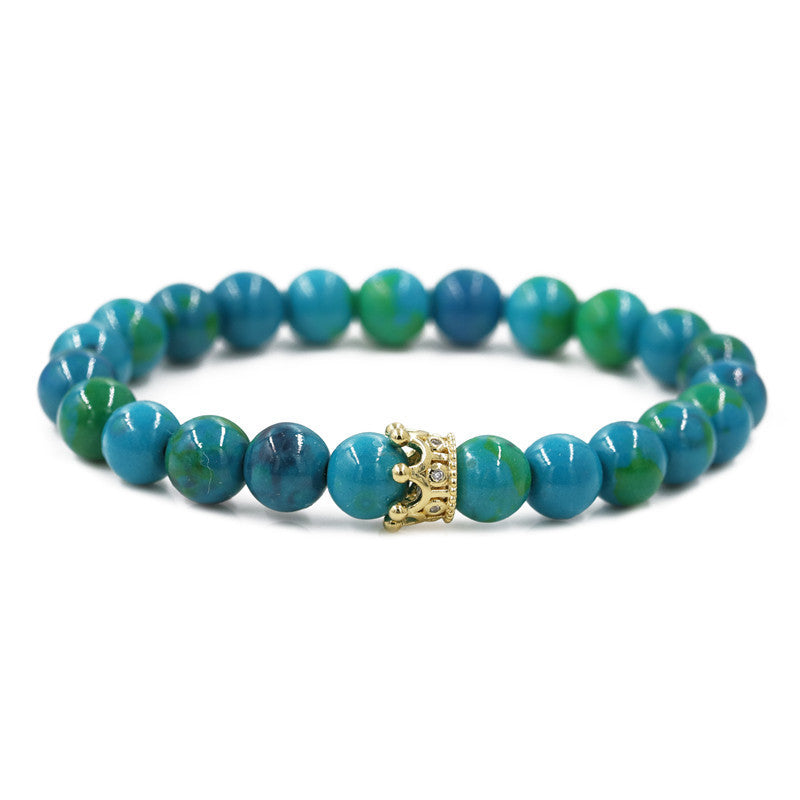 Phoenix Stone Turquoise Crown Couple Beaded Bracelet