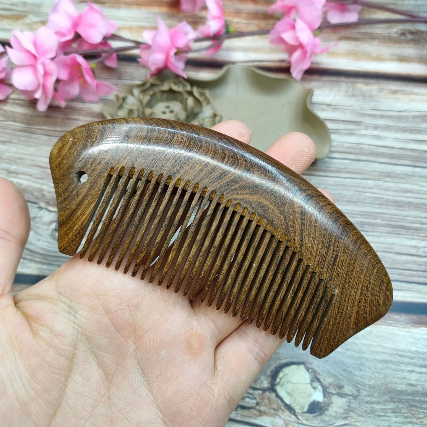 13cm Black Gold Sandalwood Women's Hair Comb with Custom Engraving