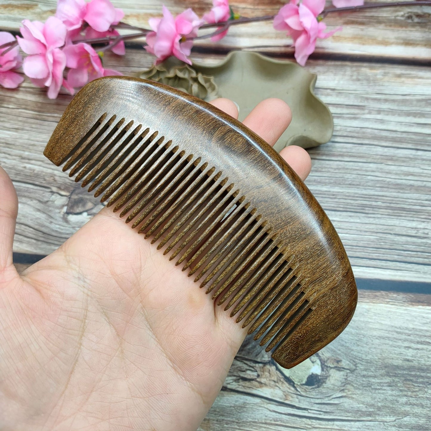 13cm Black Gold Sandalwood Women's Hair Comb with Custom Engraving