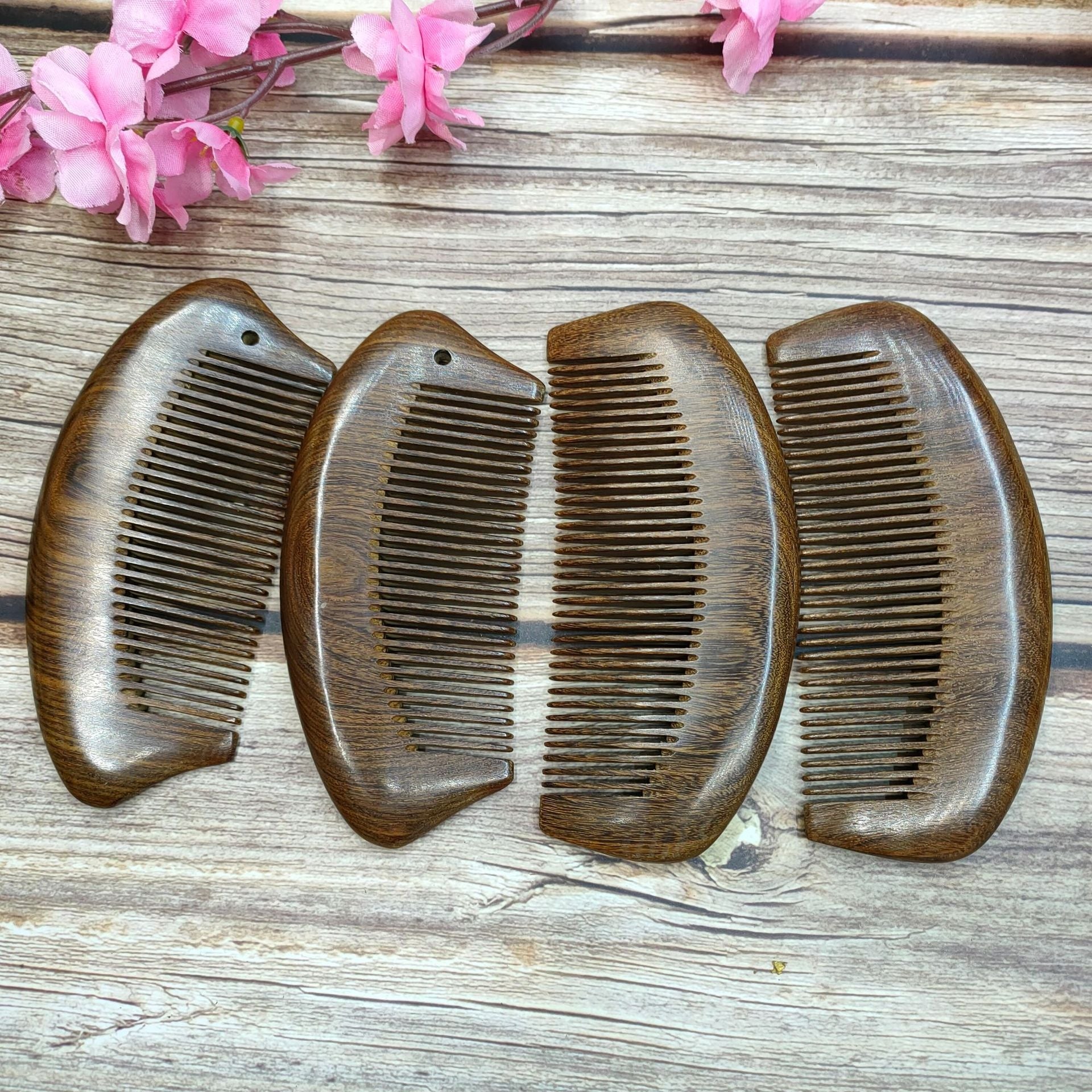 13cm Black Gold Sandalwood Women's Hair Comb with Custom Engraving