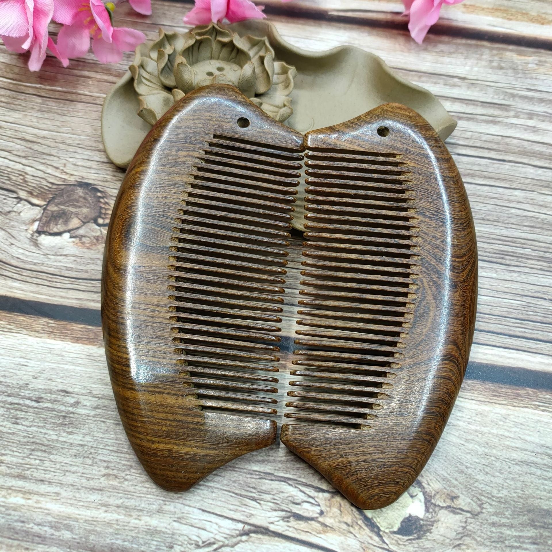 13cm Black Gold Sandalwood Women's Hair Comb with Custom Engraving