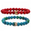 Phoenix Stone Turquoise Crown Couple Beaded Bracelet