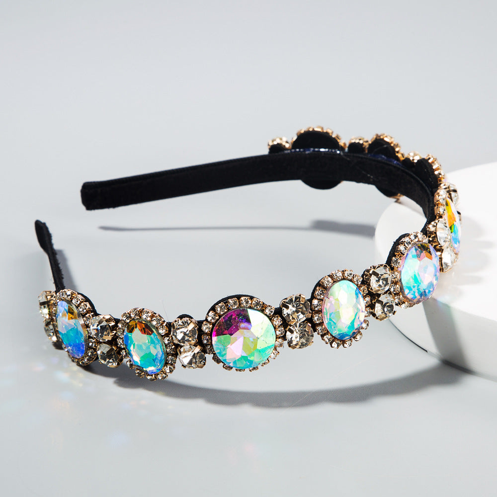 Baroque Style Colorful Rhinestone Headband for Women