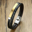 Fashion Geometric Stainless Steel PU Leather Braided Bracelet