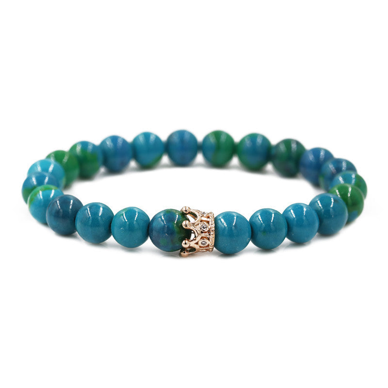 Phoenix Stone Turquoise Crown Couple Beaded Bracelet