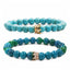 Phoenix Stone Turquoise Crown Couple Beaded Bracelet