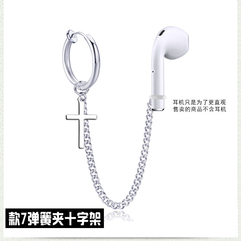 Headphones Anti-lost Earrings Titanium Steel Ear Holes Ear Clip Single