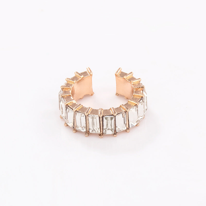 Fashion Vintage Colored Diamond C-shaped Ear Cuff Earrings