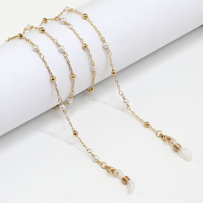 Fashion Sweater and Eyeglasses Chain with Golden Pearl Beads