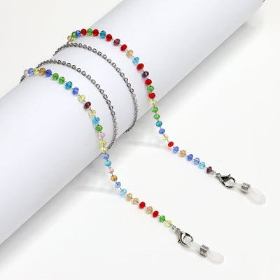 Colorful Crystal Stainless Steel Anti-Slip Sunglasses Chain