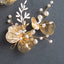 Bridal Gold Flower Hair and Earring Set for Wedding Dress Accessories