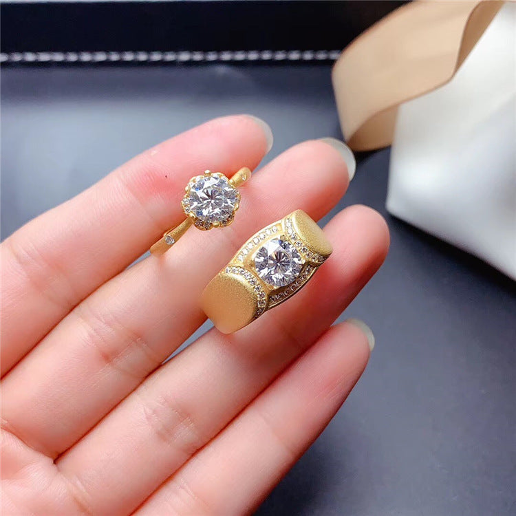 Fashion Micro-inlaid Zircon Heart Square Opening Ring Wholesale