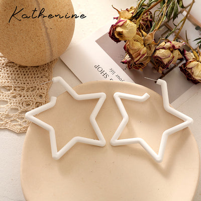 Sweet Star Acrylic Alloy Earrings with 925 Silver Needle - Colorful Candy Fluorescent Korean Pentagram Design