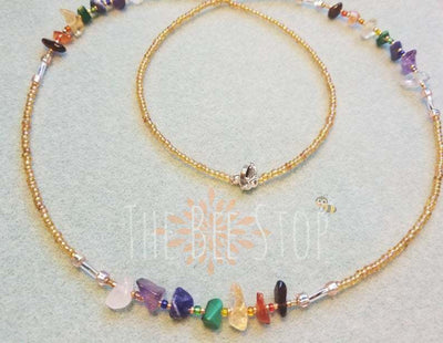 Commute Round Glass Beaded Women's Necklace with Colorful Stone Waist Chain Jewelry