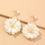 Fashion Layered Petal Alloy Earrings with Pearl Drop for Women