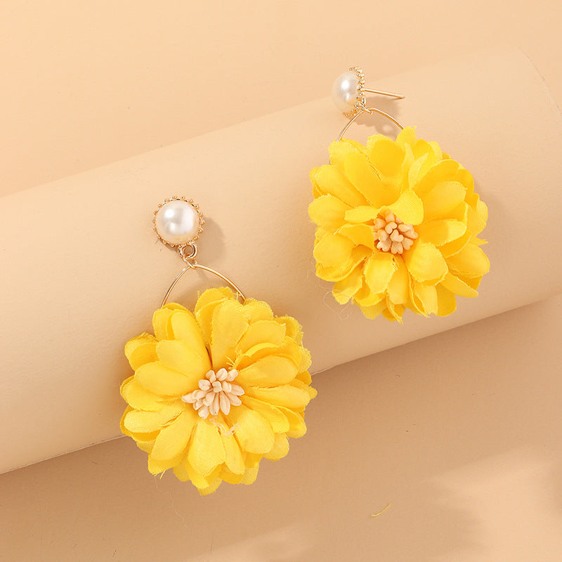 Fashion Concise Layered Petals Exaggerated Alloy Earrings For Women