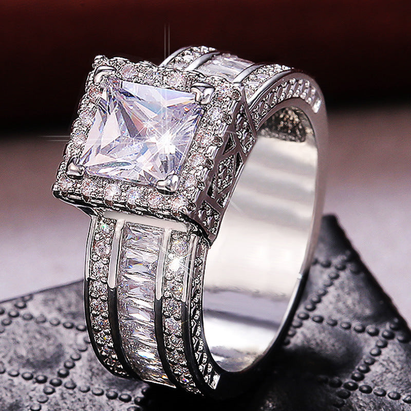 Fashion Flash Diamond Square Women's Engagement Ring