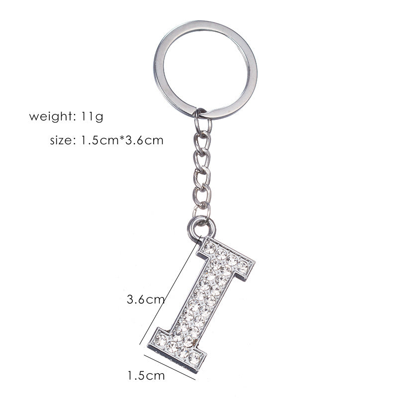 Fashion Alphabet Rhinestone Keychain Pendant - Unisex Metal Letter Accessory