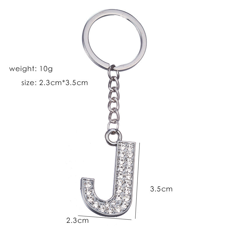 Fashion Alphabet Rhinestone Keychain Pendant - Unisex Metal Letter Accessory