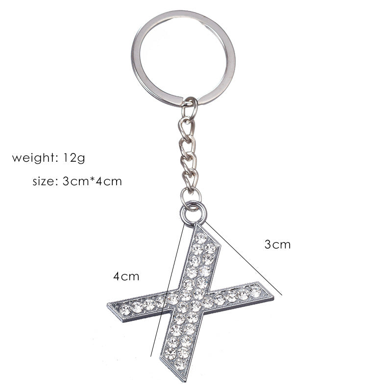 Fashion Alphabet Rhinestone Keychain Pendant - Unisex Metal Letter Accessory