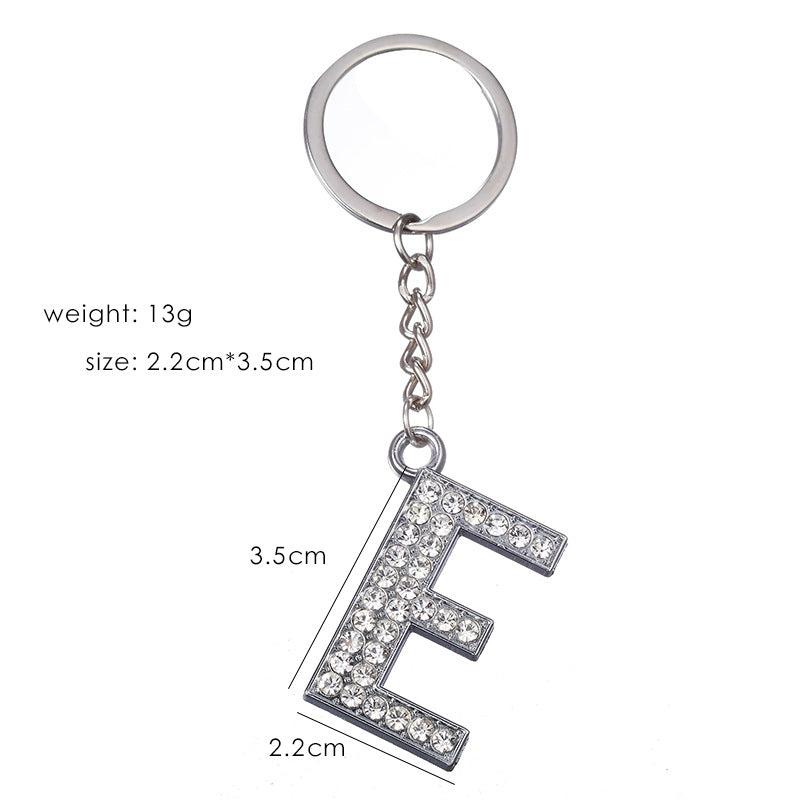 Fashion Alphabet Rhinestone Keychain Pendant - Unisex Metal Letter Accessory