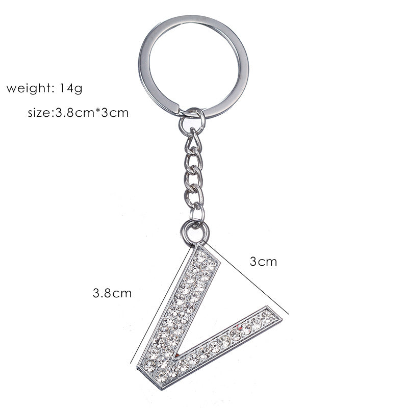 Fashion Alphabet Rhinestone Keychain Pendant - Unisex Metal Letter Accessory