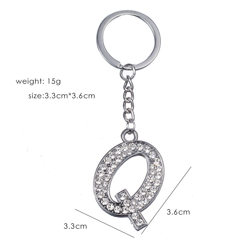 Fashion Alphabet Rhinestone Keychain Pendant - Unisex Metal Letter Accessory