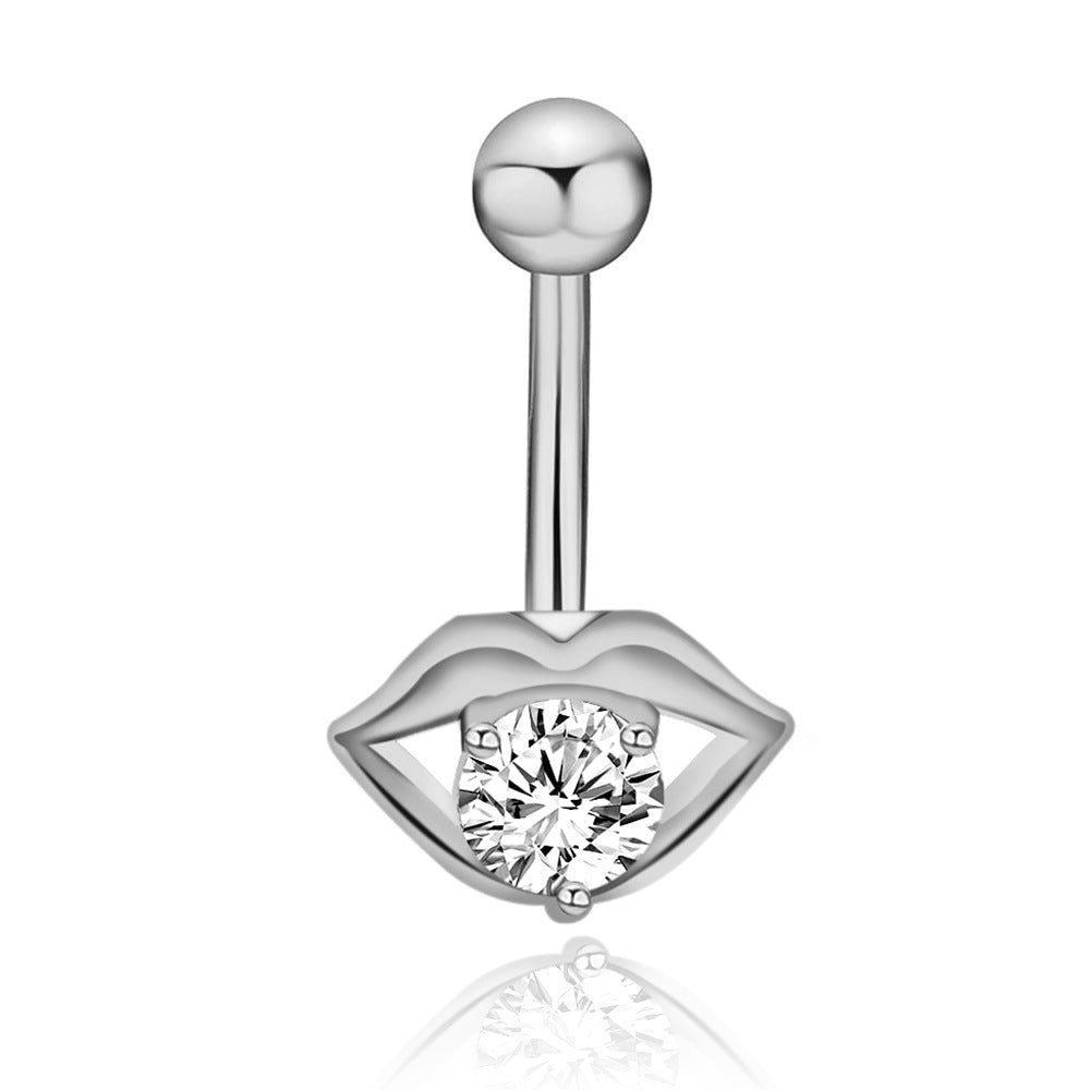 Retro Heart & Butterfly Zircon Stainless Steel Belly Ring