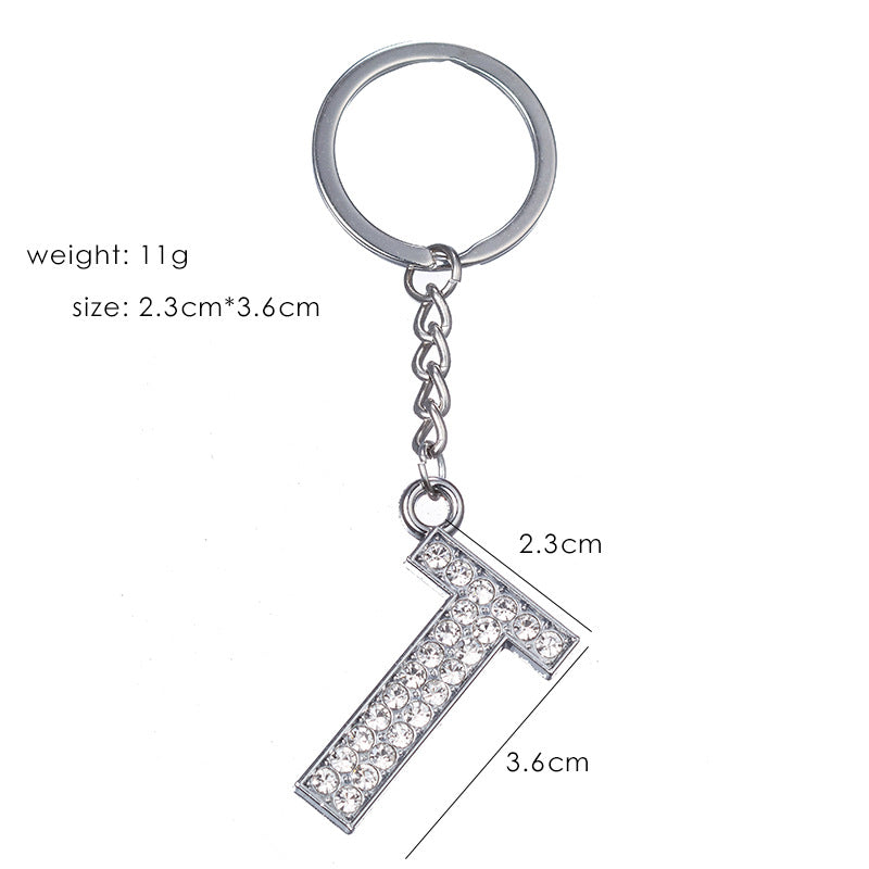 Fashion Alphabet Rhinestone Keychain Pendant - Unisex Metal Letter Accessory