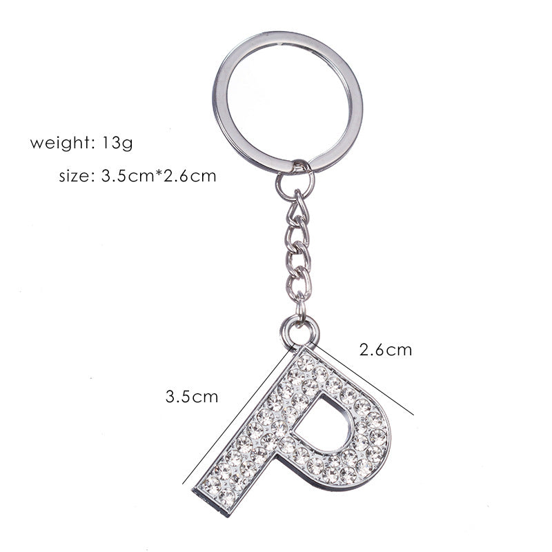 Fashion Alphabet Rhinestone Keychain Pendant - Unisex Metal Letter Accessory