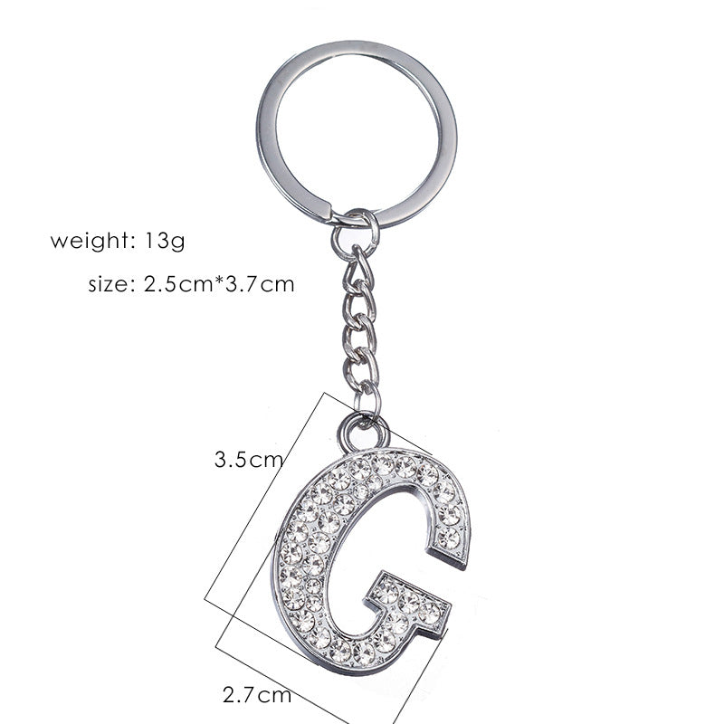 Fashion Alphabet Rhinestone Keychain Pendant - Unisex Metal Letter Accessory