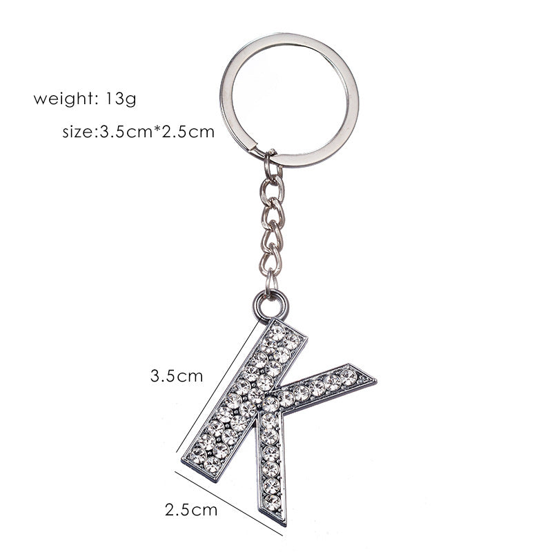 Fashion Alphabet Rhinestone Keychain Pendant - Unisex Metal Letter Accessory