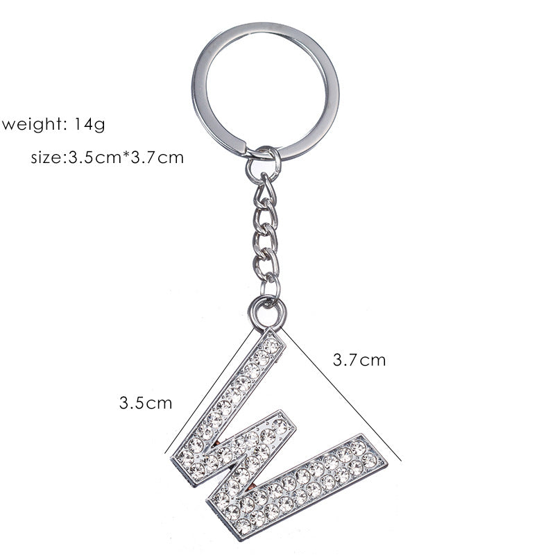 Fashion Alphabet Rhinestone Keychain Pendant - Unisex Metal Letter Accessory