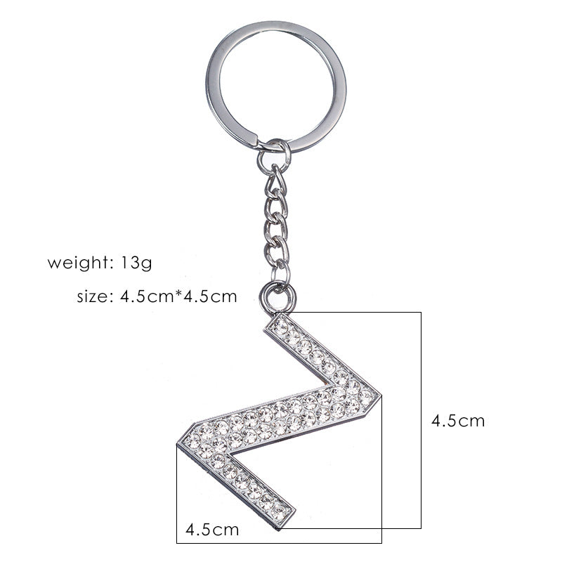 Fashion Alphabet Rhinestone Keychain Pendant - Unisex Metal Letter Accessory