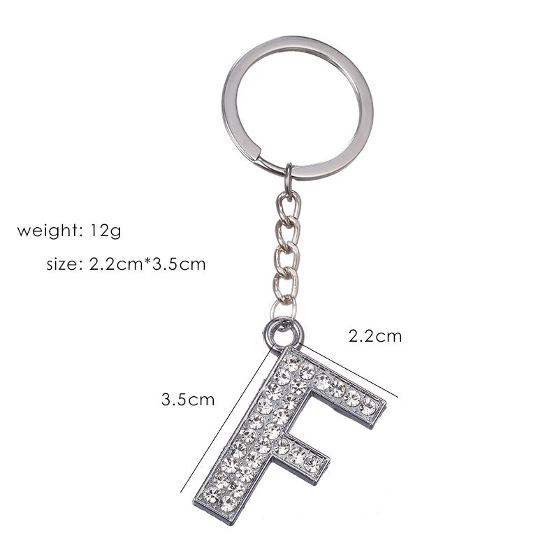 Fashion Alphabet Rhinestone Keychain Pendant - Unisex Metal Letter Accessory