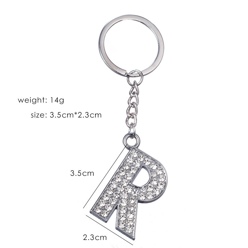 Fashion Alphabet Rhinestone Keychain Pendant - Unisex Metal Letter Accessory