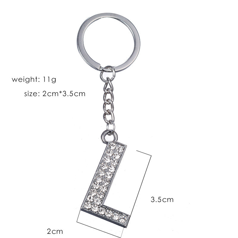 Fashion Alphabet Rhinestone Keychain Pendant - Unisex Metal Letter Accessory