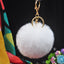 Cute Solid Color Alloy Cloth Women's Keychain with Faux Rabbit Fur Pom Pom Charm