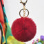 Cute Solid Color Alloy Cloth Women's Keychain with Faux Rabbit Fur Pom Pom Charm