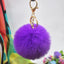 Cute Solid Color Alloy Cloth Women's Keychain with Faux Rabbit Fur Pom Pom Charm