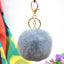 Cute Solid Color Alloy Cloth Women's Keychain with Faux Rabbit Fur Pom Pom Charm