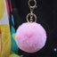 Cute Solid Color Alloy Cloth Women's Keychain with Faux Rabbit Fur Pom Pom Charm